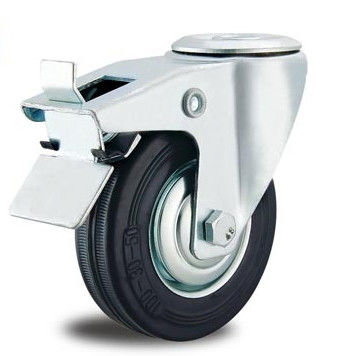 Bánh xe xoay bánh xe cao su công nghiệp 8 inch với bánh xe khóa lỗ bu lông